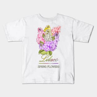 Spring Flowers Lilacs-Gifts with printed flowers-Spring flower t-shirt-Floral shirt-Vintage Lilacs Kids T-Shirt
